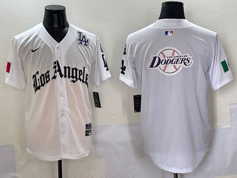 Men Los Angeles Dodgers Blank White Five generations Joint Name 2025 Nike MLB Jersey style 34->los angeles dodgers->MLB Jersey